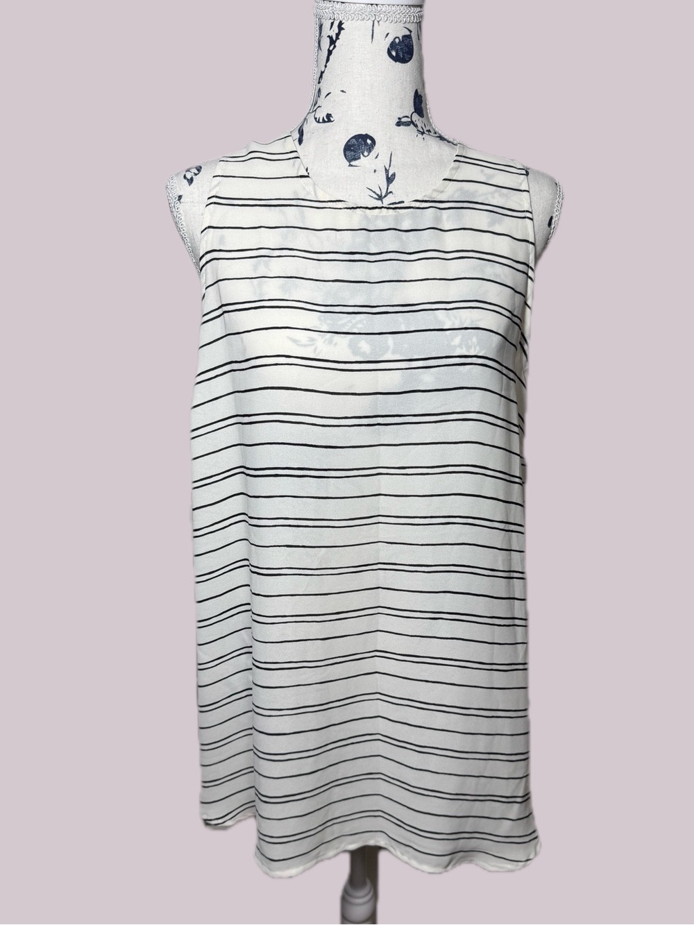 Who What Wear-White Tank Top with Black Stripes